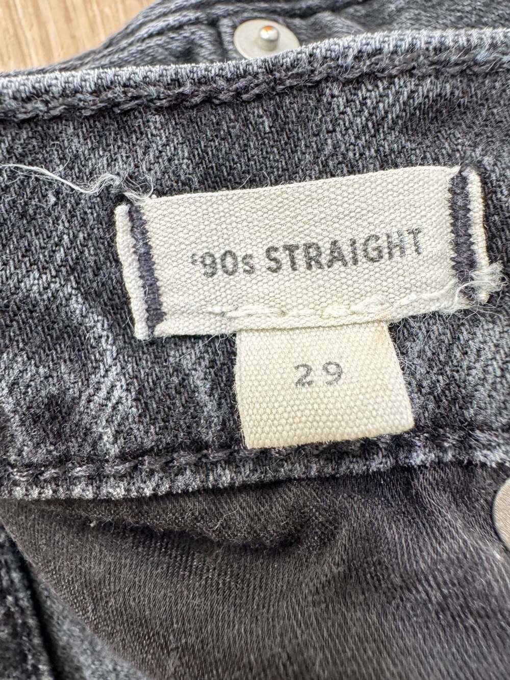 Madewell 90s Straight Jeans Black Wash High Rise Stretch Denim Size 29 - Picture 5 of 16